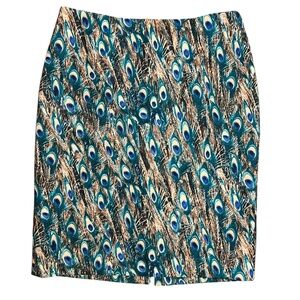 Talbots 6P Peacock Feather Print Skirt Fully lined zipper & clasp closure